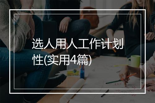 选人用人工作计划性(实用4篇)