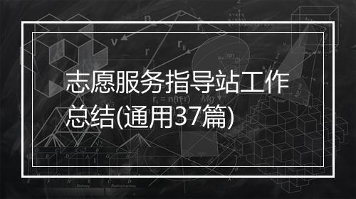 志愿服务指导站工作总结(通用37篇)