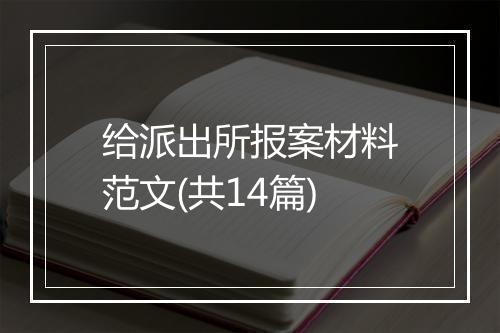 给派出所报案材料范文(共14篇)