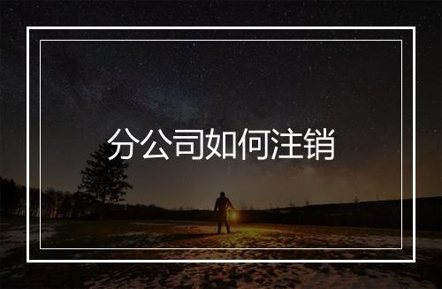 分公司如何注销