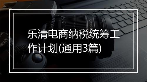 乐清电商纳税统筹工作计划(通用3篇)