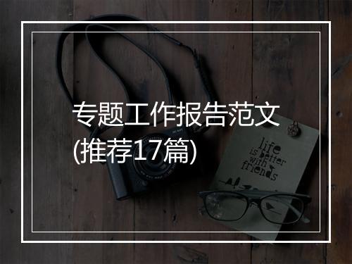 专题工作报告范文(推荐17篇)