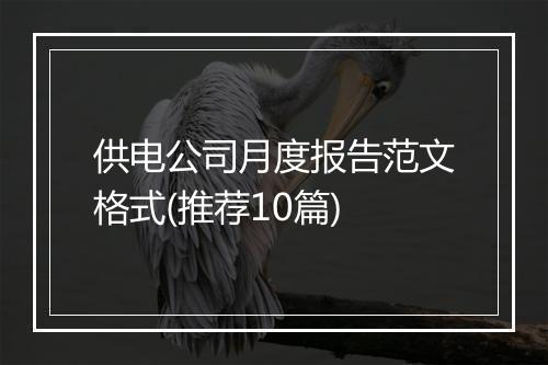供电公司月度报告范文格式(推荐10篇)