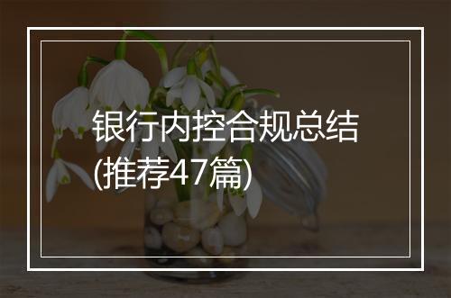 银行内控合规总结(推荐47篇)