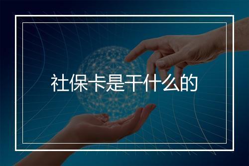 社保卡是干什么的