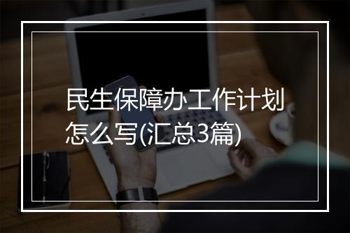 民生保障办工作计划怎么写(汇总3篇)