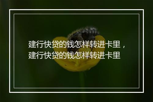建行快贷的钱怎样转进卡里，建行快贷的钱怎样转进卡里