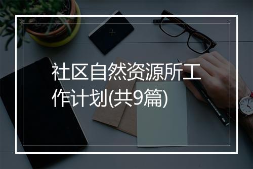 社区自然资源所工作计划(共9篇)