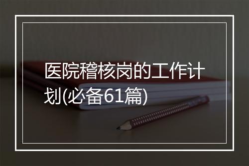 医院稽核岗的工作计划(必备61篇)