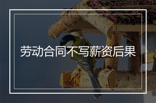 劳动合同不写薪资后果
