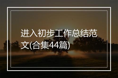 进入初步工作总结范文(合集44篇)