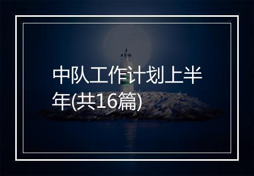 中队工作计划上半年(共16篇)