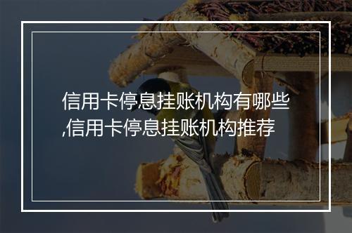信用卡停息挂账机构有哪些,信用卡停息挂账机构推荐
