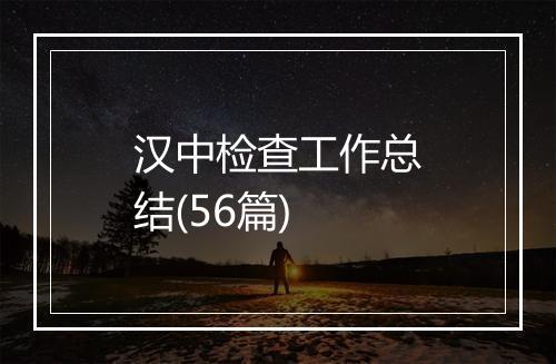 汉中检查工作总结(56篇)