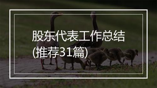 股东代表工作总结(推荐31篇)