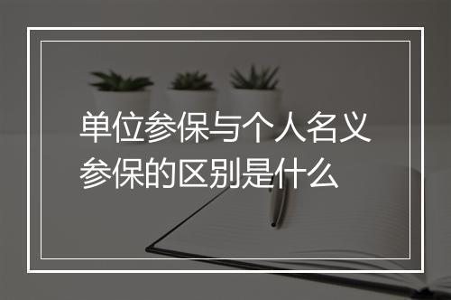单位参保与个人名义参保的区别是什么