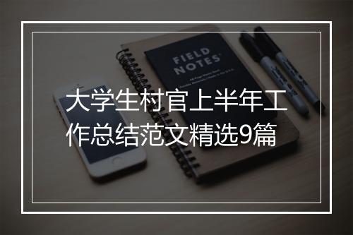 大学生村官上半年工作总结范文精选9篇