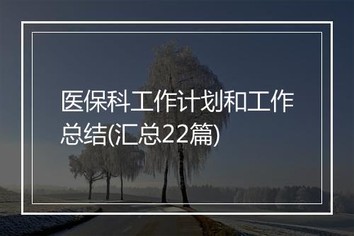 医保科工作计划和工作总结(汇总22篇)
