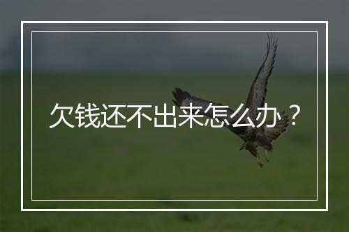 欠钱还不出来怎么办？