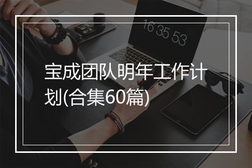 宝成团队明年工作计划(合集60篇)