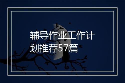 辅导作业工作计划推荐57篇