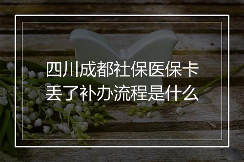 四川成都社保医保卡丢了补办流程是什么