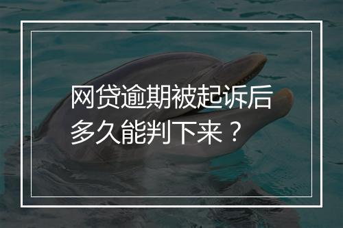 网贷逾期被起诉后多久能判下来？