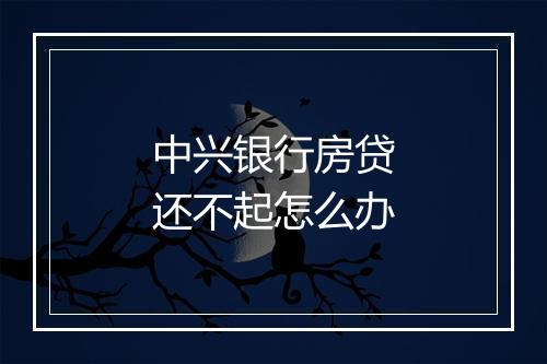中兴银行房贷还不起怎么办