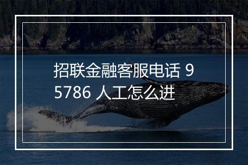 招联金融客服电话 95786 人工怎么进