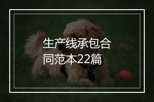 生产线承包合同范本22篇