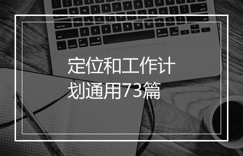 定位和工作计划通用73篇