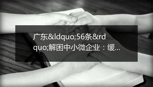 广东“56条”解困中小微企业：缓缴基本养老保险费