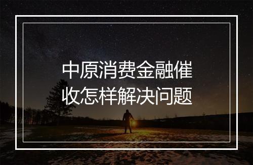中原消费金融催收怎样解决问题