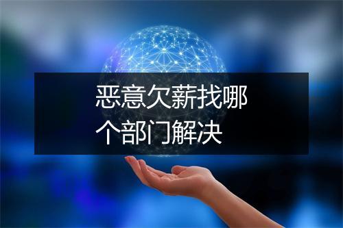 恶意欠薪找哪个部门解决