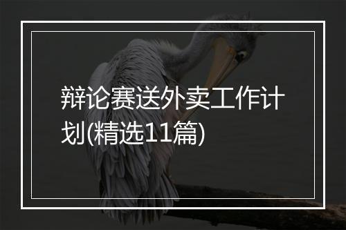 辩论赛送外卖工作计划(精选11篇)