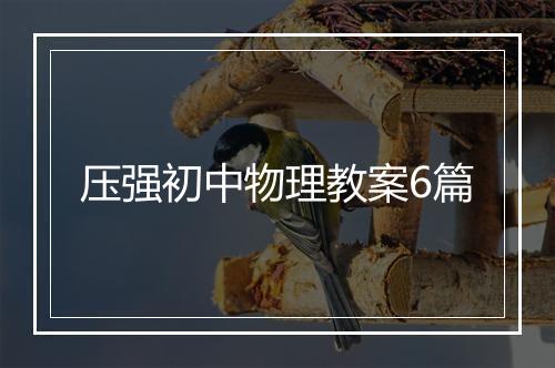 压强初中物理教案6篇