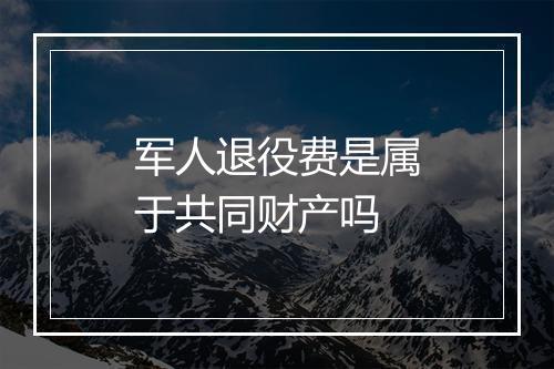 军人退役费是属于共同财产吗