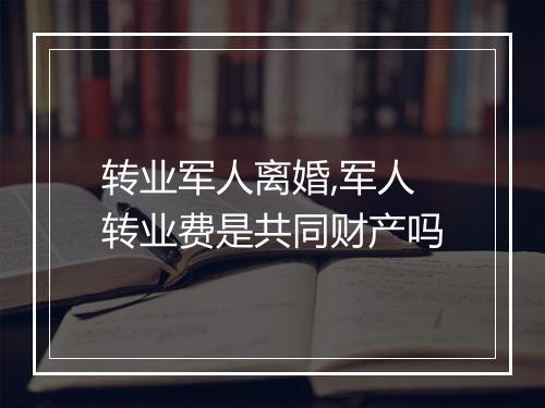 转业军人离婚,军人转业费是共同财产吗