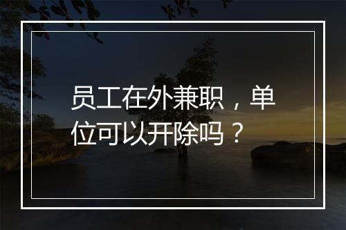 员工在外兼职，单位可以开除吗？