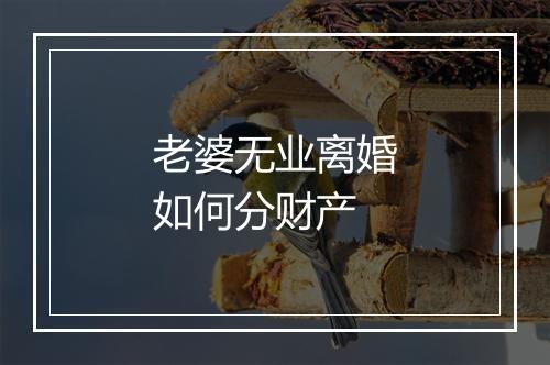 老婆无业离婚如何分财产