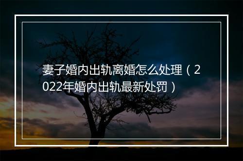 妻子婚内出轨离婚怎么处理（2022年婚内出轨最新处罚）