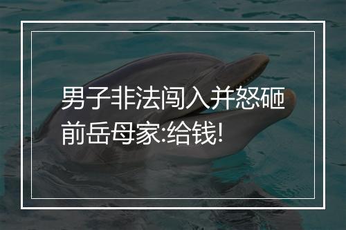 男子非法闯入并怒砸前岳母家:给钱!