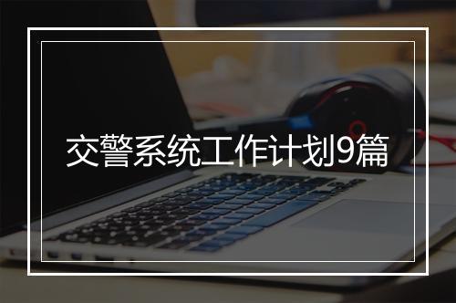 交警系统工作计划9篇