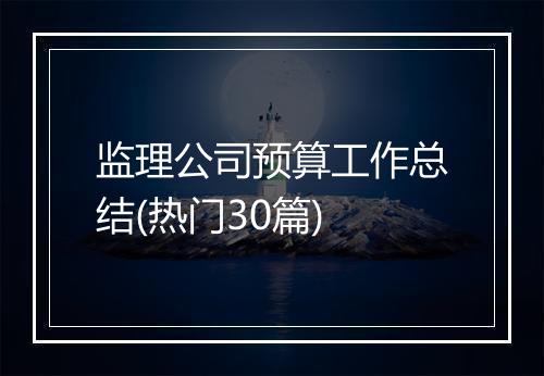 监理公司预算工作总结(热门30篇)