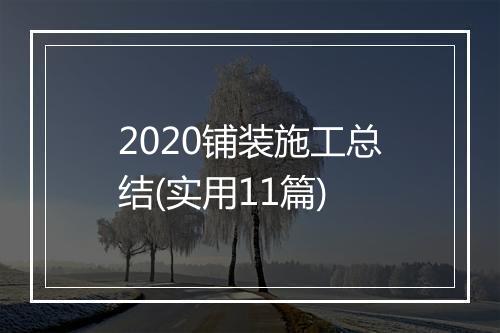 2020铺装施工总结(实用11篇)