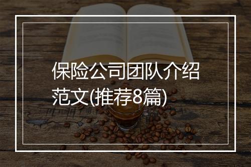 保险公司团队介绍范文(推荐8篇)
