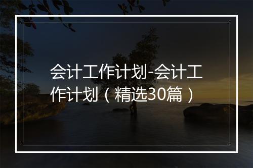 会计工作计划-会计工作计划（精选30篇）