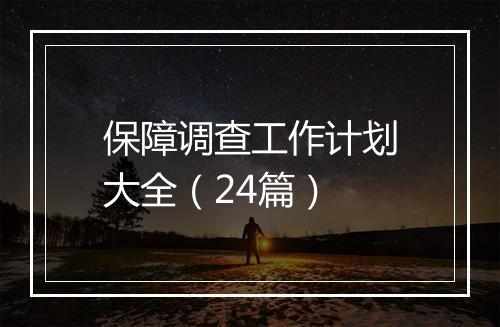 保障调查工作计划大全（24篇）
