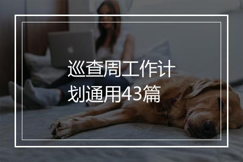 巡查周工作计划通用43篇