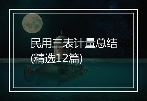 民用三表计量总结(精选12篇)